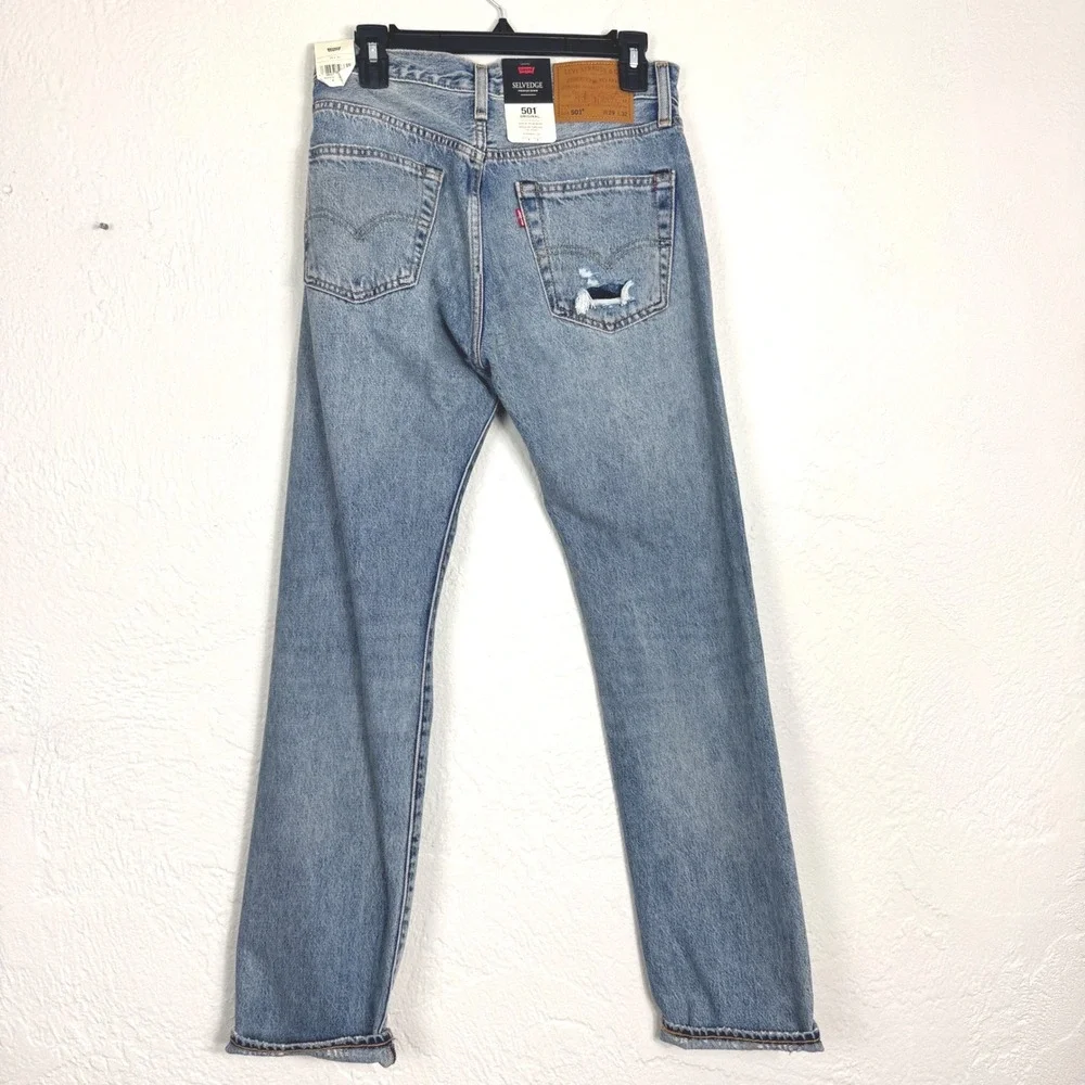 NWT! Levis Premium 501 Original Selvedge Distressed Sashiko Jeans 29x32‎
